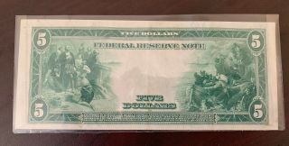 LARGE 1914 $5 DOLLAR BILL FEDERAL RESERVE NOTE BIG FRN PAPER MONEY - EXCEPTIONAL 4