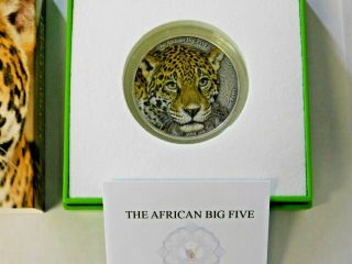 Coin Silver Cameroon 1000 Francs African Big Five Leopard 1oz 2013 Box And
