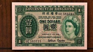 Hong Kong 1959 One Dollar Pick - 324ab Elizabeth Ii S/n 6q 583721 Gem Uncirculated