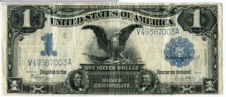 1899 $1 One Dollar Black Eagle Large Size Note Currency Silver Cert Jc825