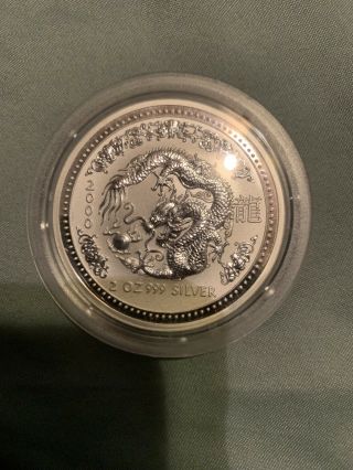 2000 2oz Chinese Year Of The Dragon Silver Coin