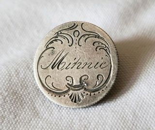 1876 Seated Liberty Dime Love Token Button - Minnie