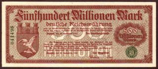 Germany/poland Zoppot (danzig) 500 Millionen Mark 1923 Unc