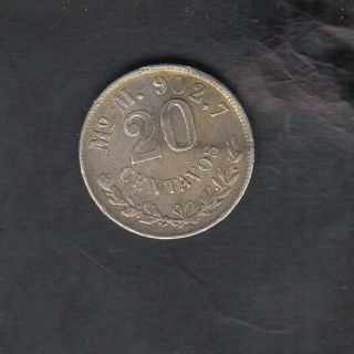 1898 Mo M Mexico Silver 20 Centavos