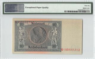 Germany,  Reichsbanknote 1929 P - 180a PMG Gem UNC 66 EPQ 10 Mark 2