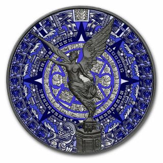2018 1 Oz Silver Mexican Aztec Calendar Libertad Ruthenium Coin.