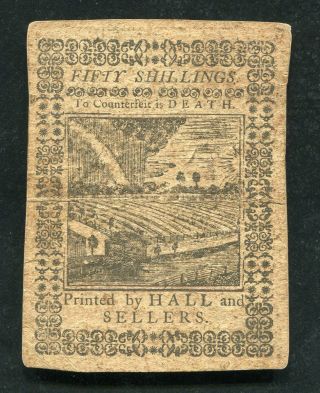 PA - 170 OCTOBER 1,  1773 50s FIFTY SHILLINGS PENNSYLVANIA COLONIAL CURRENCY NOTE 2