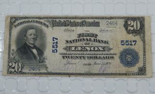 Series 1902 $20 Dollar National Bank Note 5517 First Nb Lenox,  Ia Iowa P0053