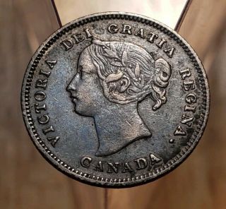 1900 Small Date Oval O Canada Queen Victoria 5 Cents Silver Coin - -