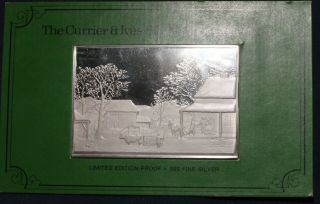 1974 Currier & Ives " Home To Thanksgiving " 2.  75 Oz.  999 Silver Ingot Lot160843