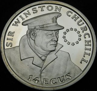 Gibraltar 14 Ecus 1993 Proof - Silver - Sir Windston Churchill - 589 ¤