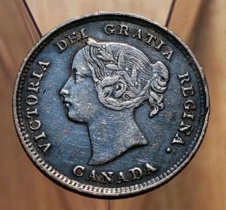 1893 Canada Queen Victoria 5 Cents Silver Coin
