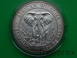 Somalia 2004 1000 Shillings Elephant 1 Oz Silver