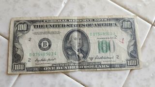 U.  S.  Federal Reserve Note 100 Dollar Bill 1950 B