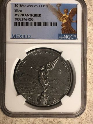 2018 Mexico 1 Onza Silver Ngc Ms 70 Antiqued Libertad