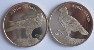Shetland Islands 2018 One Pound 2 Coins Set Birds Owls Eagles