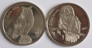 Shetland Islands 2017 One Pound 2 Coins Set Birds Owls Eagles