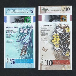 Set 2018 (2019) Northern Ireland Ulster Bank 5 10 Pounds Polymer P - Unc