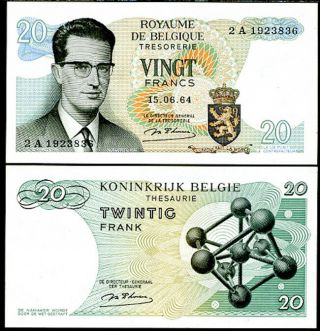 Belgium 20 Francs 1964 P 138 Xf/au