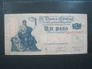 Argentina 1 Peso 1947 P256 26 World Currency Bank Money Banknote