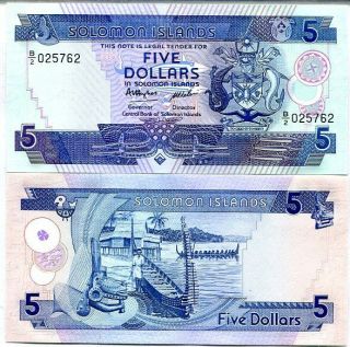 Solomon 5 Dollars Nd 1986 P 14 B/2 Prefix Unc