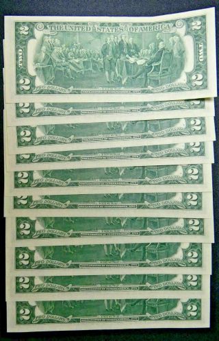 10 Consecutive 1976 $2 Federal Reserve Star Notes Atlanta UNC - bnp 2