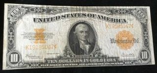 1922 $10 Ten Dollar Us Gold Certificate Bill Note Speelman White Large Size Circ