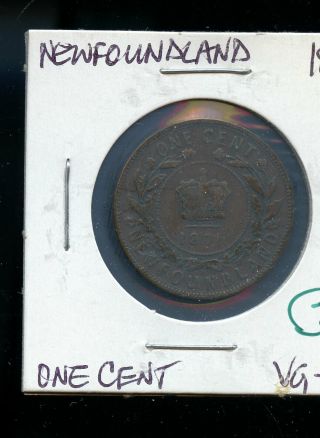 1876 Newfoundland Large Cent Vg Dsp152