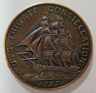 1797 U.  S.  Navy Frigate Constellation Token Coin Made From Ship Parts