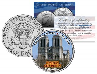 Notre Dame De Paris Famous Churches Colorized Jfk Half Dollar Us Coin France