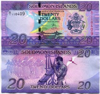Solomon Islands 20 Dollars 2016 / 2017 P Color,  Sign Unc
