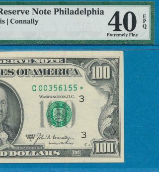 $100.  1969 - A Star Scarce Philadelphia District Frn Pmg Xf40epq
