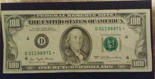 1977 Federal Reserve Star Note One Hundred Dollar Bill.  $100 Cleveland