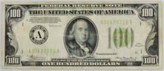 1934 Us $100 Federal Reserve Note In Fine