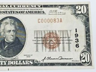 1929 U.  S.  $20 Phoenixville Pennsylvania Federal Bank Note,  1936 4
