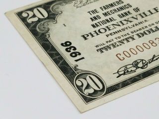 1929 U.  S.  $20 Phoenixville Pennsylvania Federal Bank Note,  1936 5