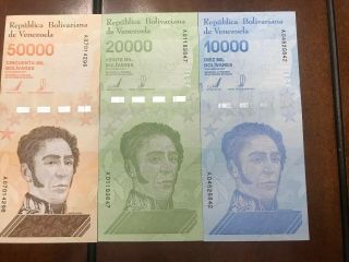Venezuela January 2019 Set Of 3 Notes 50000 - 20000 - 10000 Bolivares Soberanos