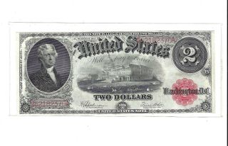 1917 And Bright Legal Tender Red Seal Fr 60 $2 Us Note In Xf
