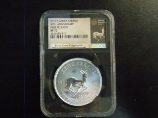 2017 South Africa First Release 1 Oz 50th Anniversary Silver Krugerrand Ngc Sp70
