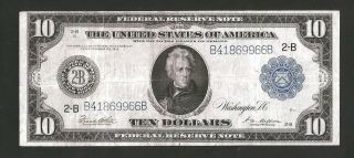 Solid B Block Type - A York 1914 $10 Federal Reserve Note