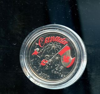 2006 P Canada Day Coloured 25 Cents Unc A665