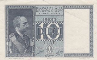 10 Lire Extra Fine Crispy Banknote From Italy 1939 Pick - 25