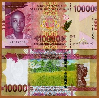 Guinea,  10000 (10,  000) Francs,  2018 (2019),  P -,  Unc Design