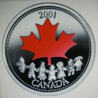 2001 Rcm Canada Day Colorized 25 Cents Coin Uncirculated