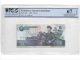 Korea/korean Central Bank Pick 40b 1998 5 Won Pcgs 67 Opq