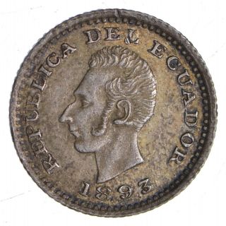 1893 Ecuador 1 Lima - World Silver Coin 898