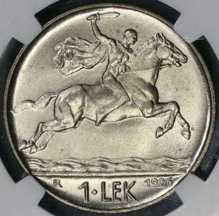 1926 Ngc Ms 66 Albania 1 Lek Horseman State Coin (19020401c)