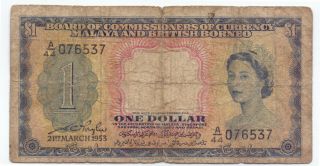 Malaya And British Borneo 1 Dollar 1953,  P - 1