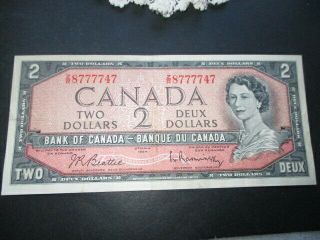 H - 1954 Bank Of Canada Canadian $2.  00 Bill Two Dollar Circulated Orange