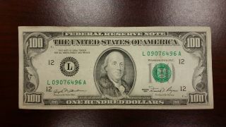 Series 1981 Us One Hundred Dollar Note Bill $100 San Francisco L09076496a